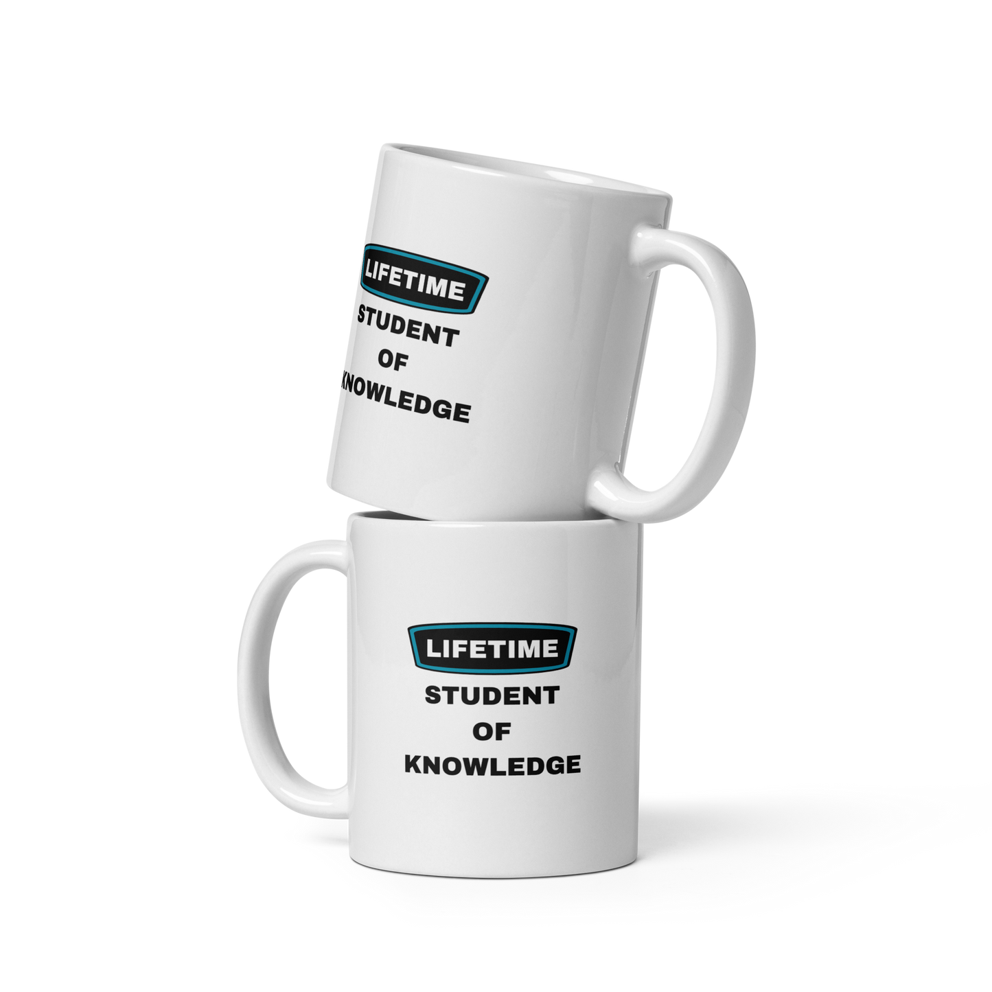 MUG Glossy White - LIFETIME STUDENT - Black/Teal