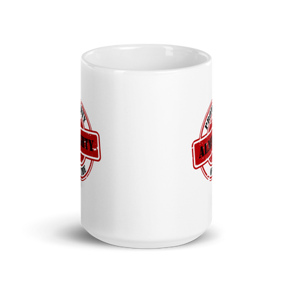 MUG Glossy White - PROPERTY OF THE ALMIGHTY - Black/Red