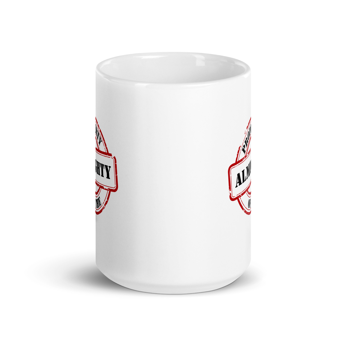 MUG Glossy White - PROPERTY OF THE ALMIGHTY - Black/White