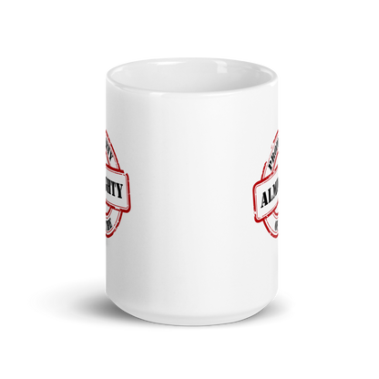 MUG Glossy White - PROPERTY OF THE ALMIGHTY - Black/White