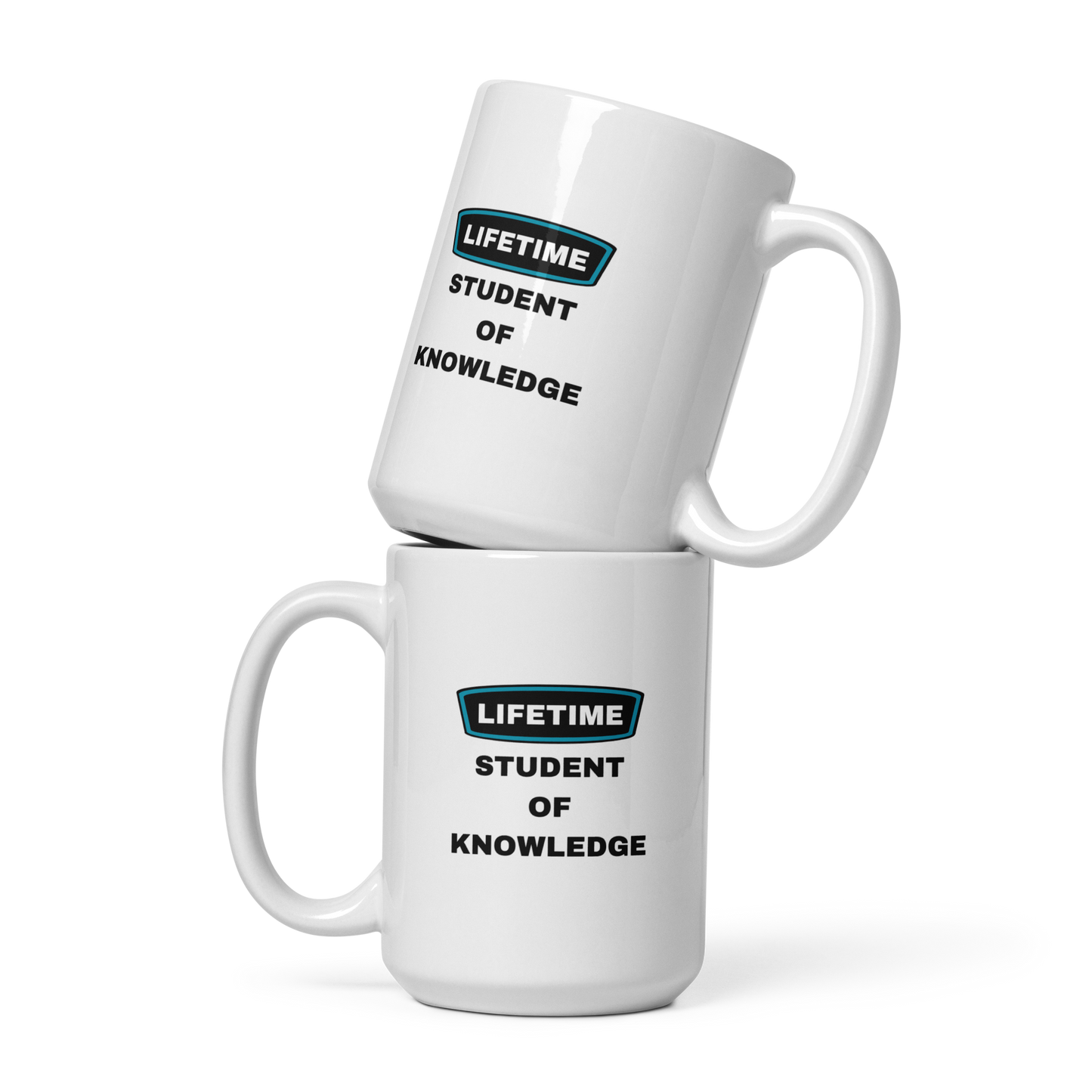 MUG Glossy White - LIFETIME STUDENT - Black/Teal