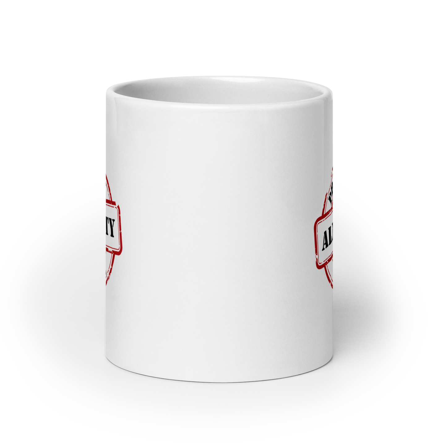 MUG Glossy White - PROPERTY OF THE ALMIGHTY - Black/White