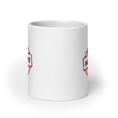 MUG Glossy White - PROPERTY OF THE ALMIGHTY - Black/White