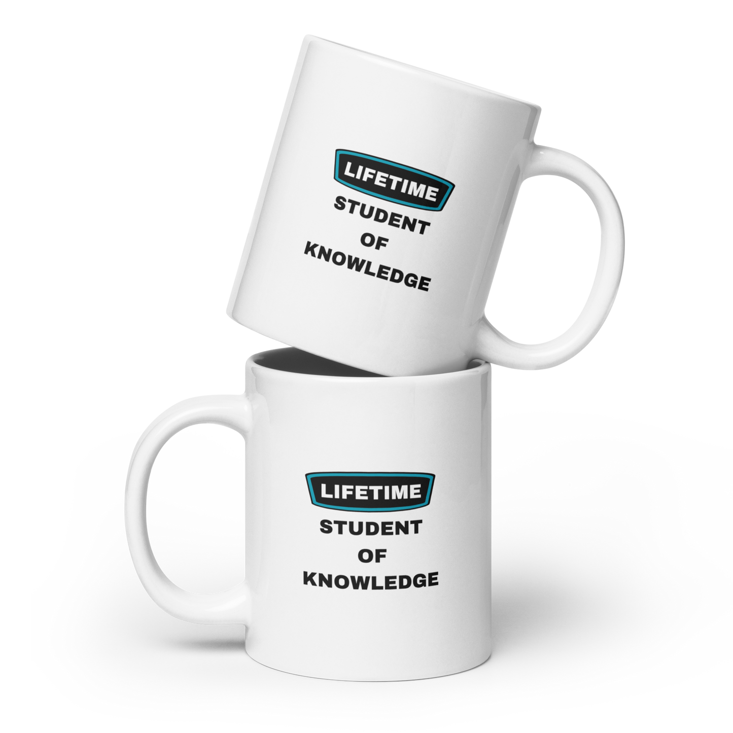 MUG Glossy White - LIFETIME STUDENT - Black/Teal