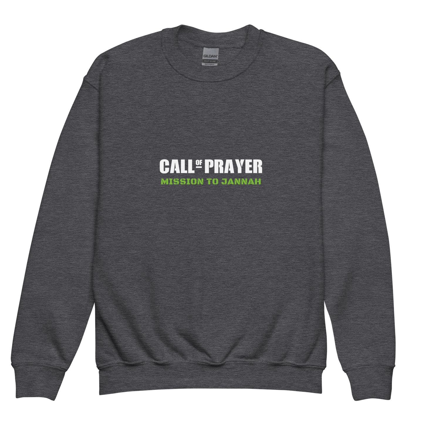 CHILDREN's Crewneck Sweatshirt - CALL OF PRAYER - White/Green