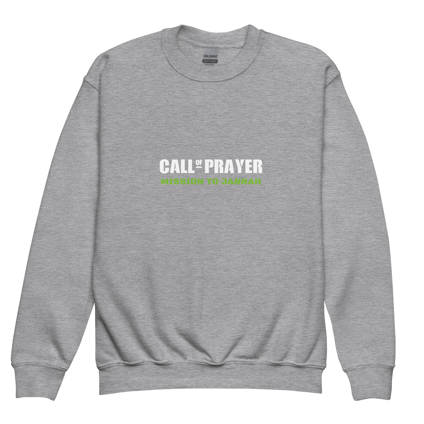 CHILDREN's Crewneck Sweatshirt - CALL OF PRAYER - White/Green