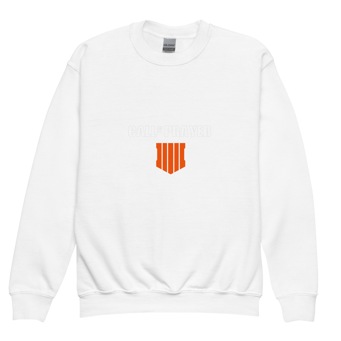 CHILDREN's Crewneck Sweatshirt - CALL OF PRAYER - White/Orange