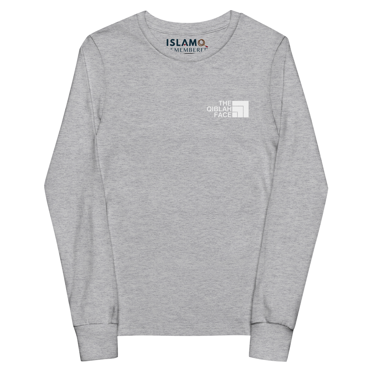 CHILDREN's Long Sleeve - THE QIBLAH FACE (Never Stop Praying - Back Logo) - White