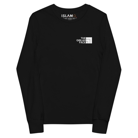 CHILDREN's Long Sleeve - THE QIBLAH FACE (Small Logo Front/Back) - White