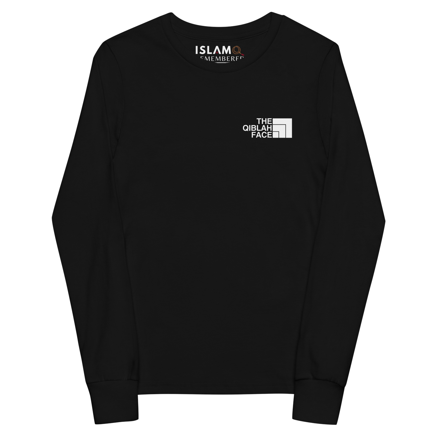 CHILDREN's Long Sleeve - THE QIBLAH FACE (Never Stop Praying - Back Logo) - White