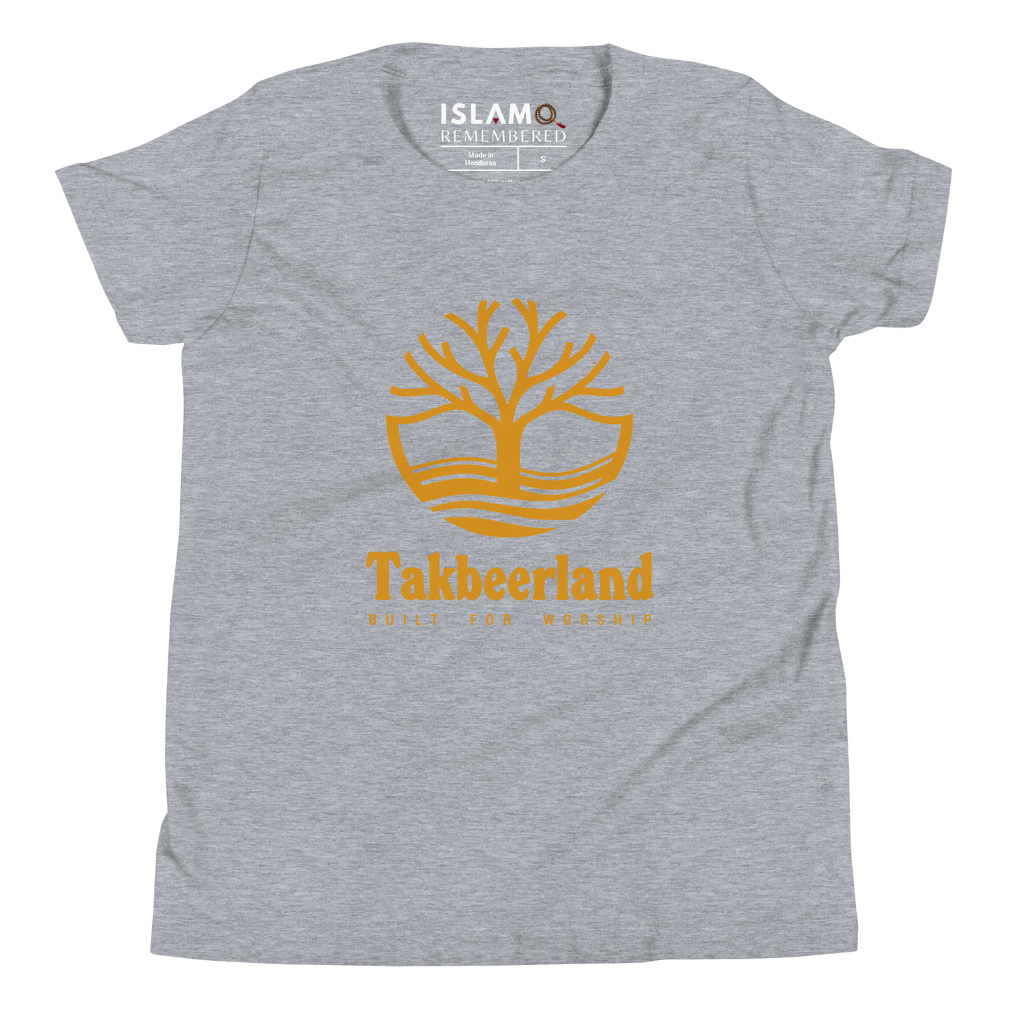 CHILDREN's T-Shirt - TAKBEERLAND FULL LOGO (Centered/Large) - Gold
