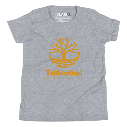 CHILDREN's T-Shirt - TAKBEERLAND FULL LOGO (Centered/Large) - Gold