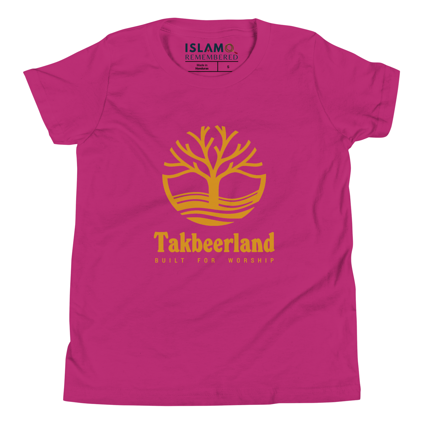 CHILDREN's T-Shirt - TAKBEERLAND FULL LOGO (Centered/Large) - Gold