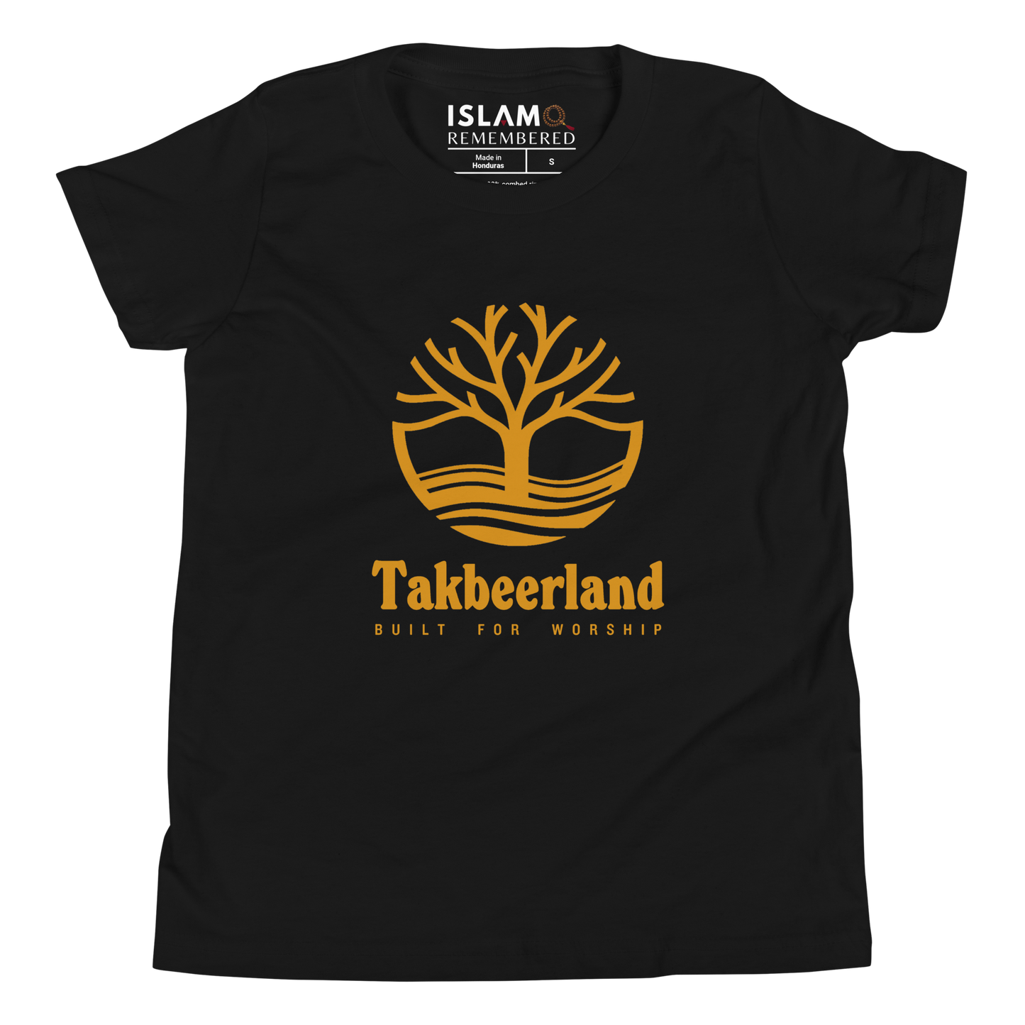 CHILDREN's T-Shirt - TAKBEERLAND FULL LOGO (Centered/Large) - Gold