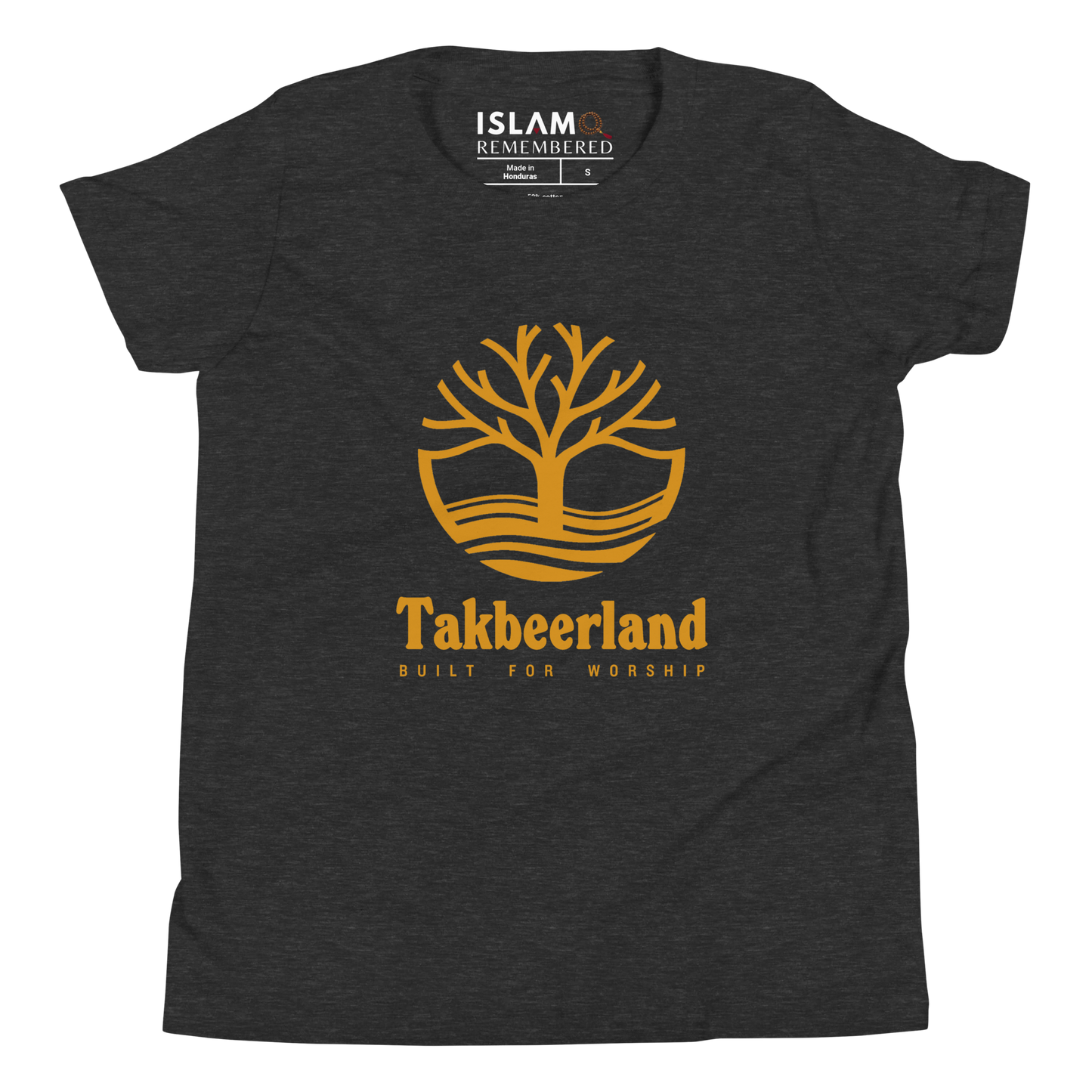 CHILDREN's T-Shirt - TAKBEERLAND FULL LOGO (Centered/Large) - Gold