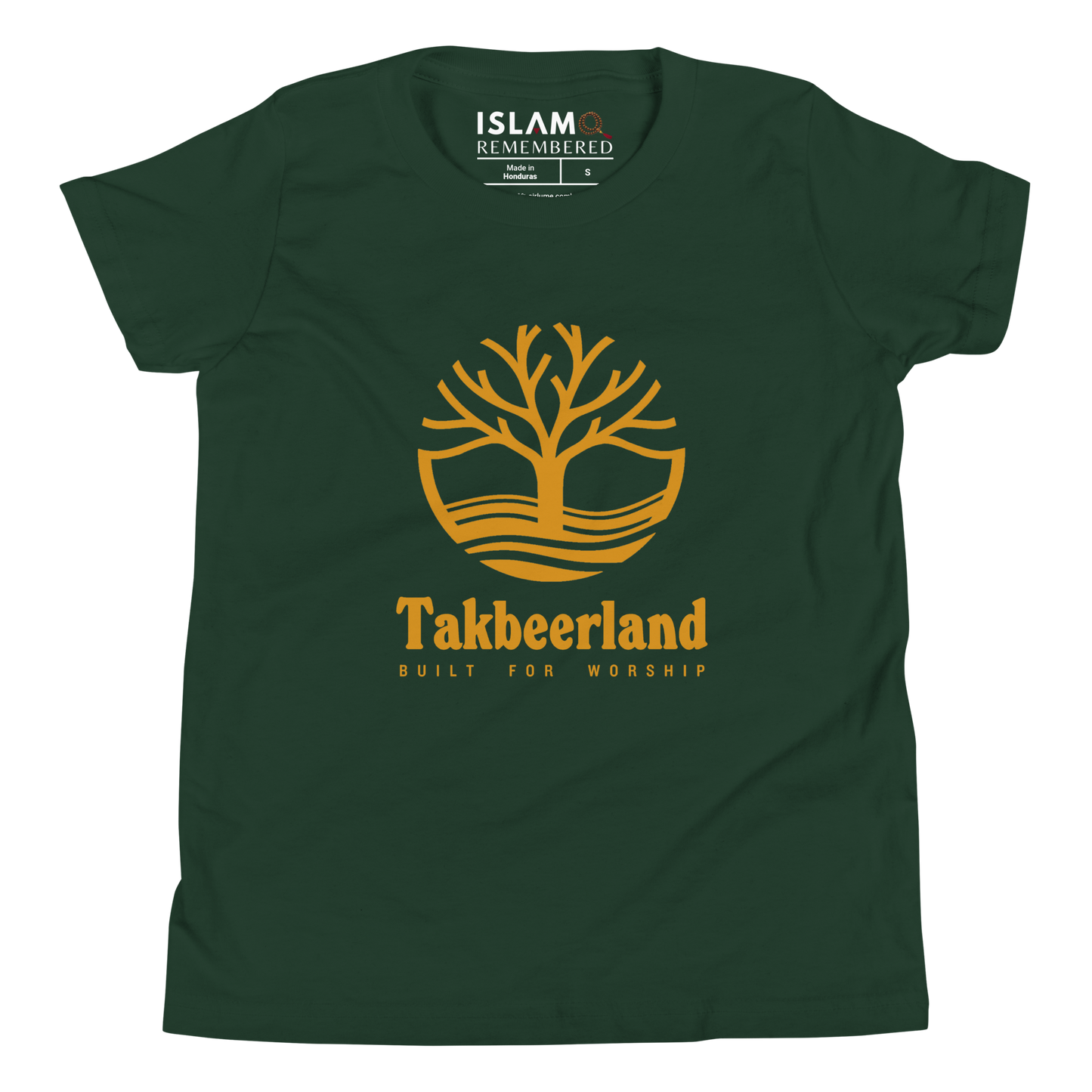 CHILDREN's T-Shirt - TAKBEERLAND FULL LOGO (Centered/Large) - Gold