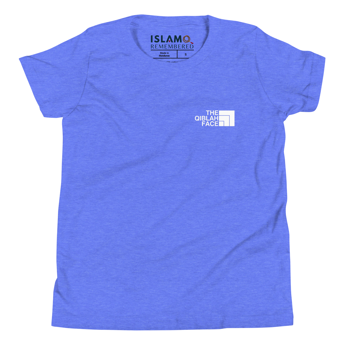 CHILDREN's T-Shirt - THE QIBLAH FACE (Never Stop Praying - Back Logo) - White