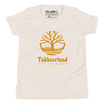 CHILDREN's T-Shirt - TAKBEERLAND FULL LOGO (Centered/Large) - Gold
