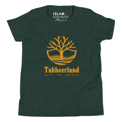 CHILDREN's T-Shirt - TAKBEERLAND FULL LOGO (Centered/Large) - Gold