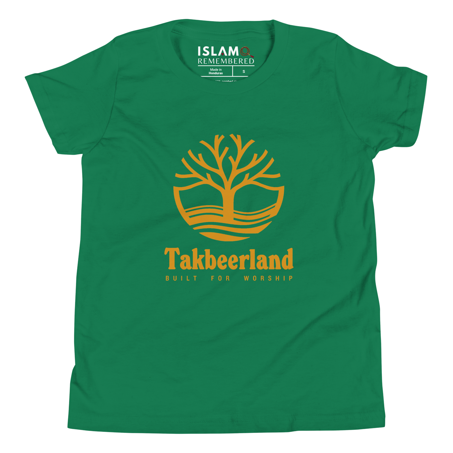 CHILDREN's T-Shirt - TAKBEERLAND FULL LOGO (Centered/Large) - Gold