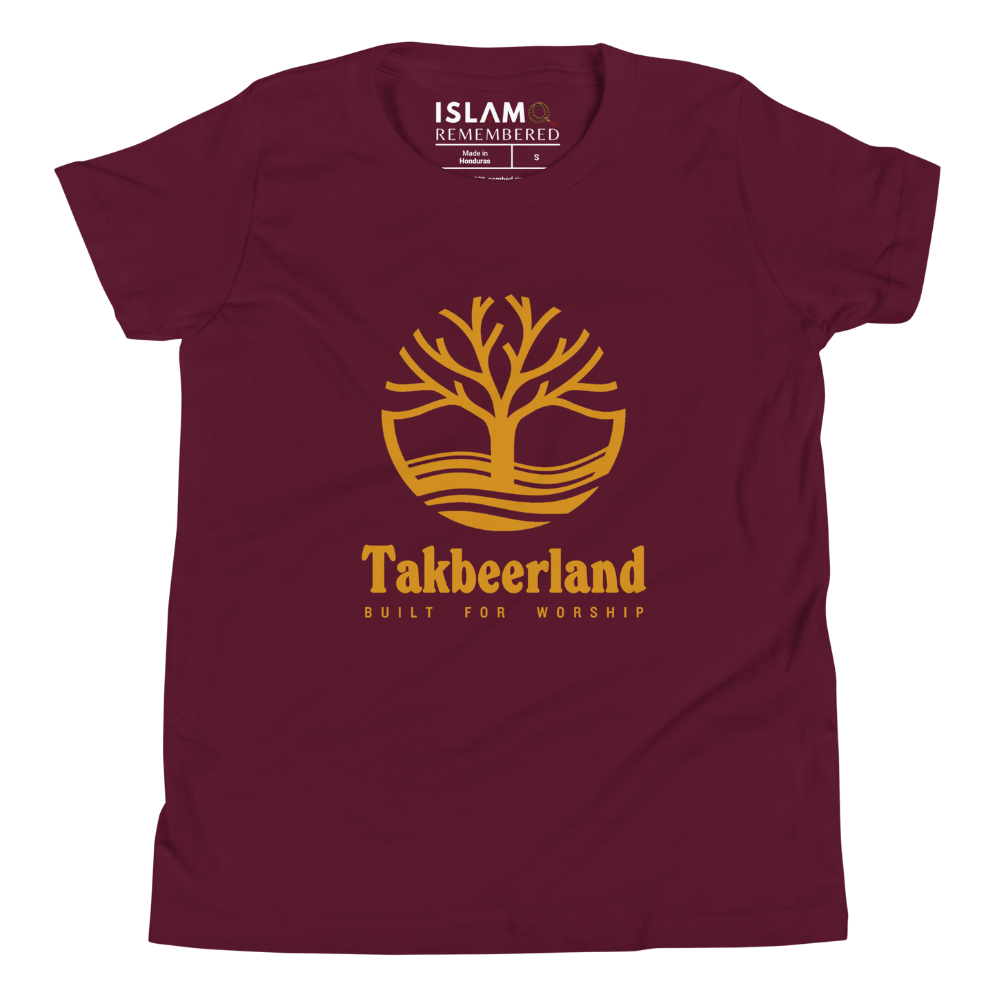 CHILDREN's T-Shirt - TAKBEERLAND FULL LOGO (Centered/Large) - Gold