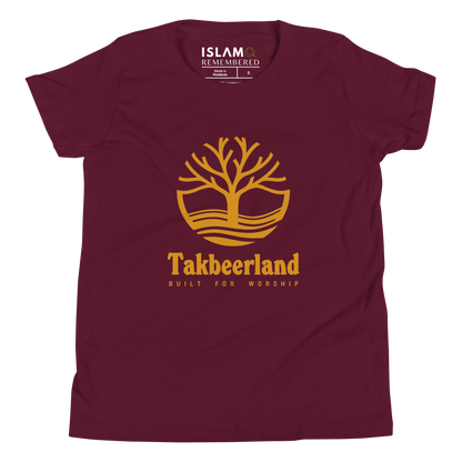 CHILDREN's T-Shirt - TAKBEERLAND FULL LOGO (Centered/Large) - Gold