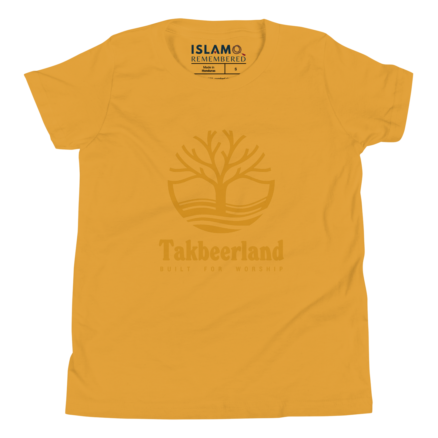 CHILDREN's T-Shirt - TAKBEERLAND FULL LOGO (Centered/Large) - Gold