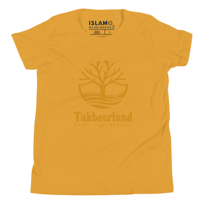 CHILDREN's T-Shirt - TAKBEERLAND FULL LOGO (Centered/Large) - Gold
