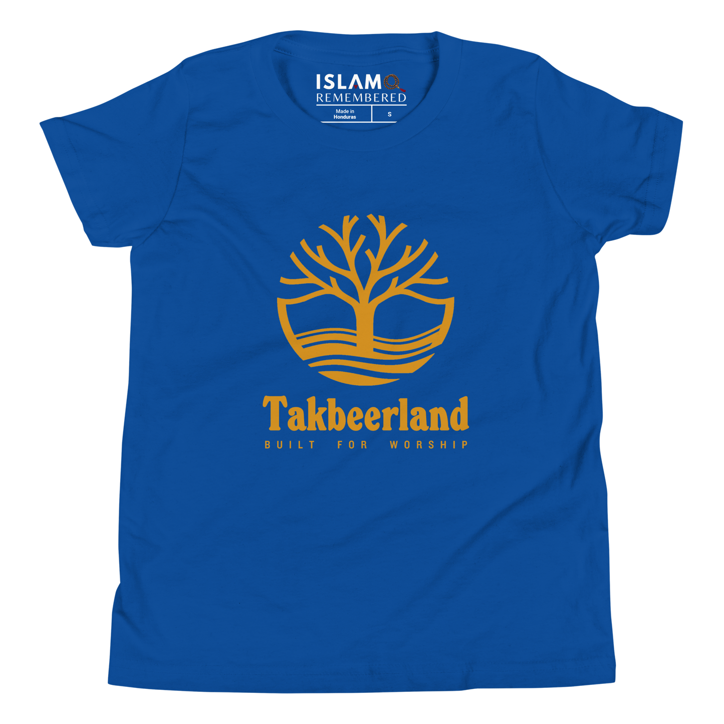 CHILDREN's T-Shirt - TAKBEERLAND FULL LOGO (Centered/Large) - Gold