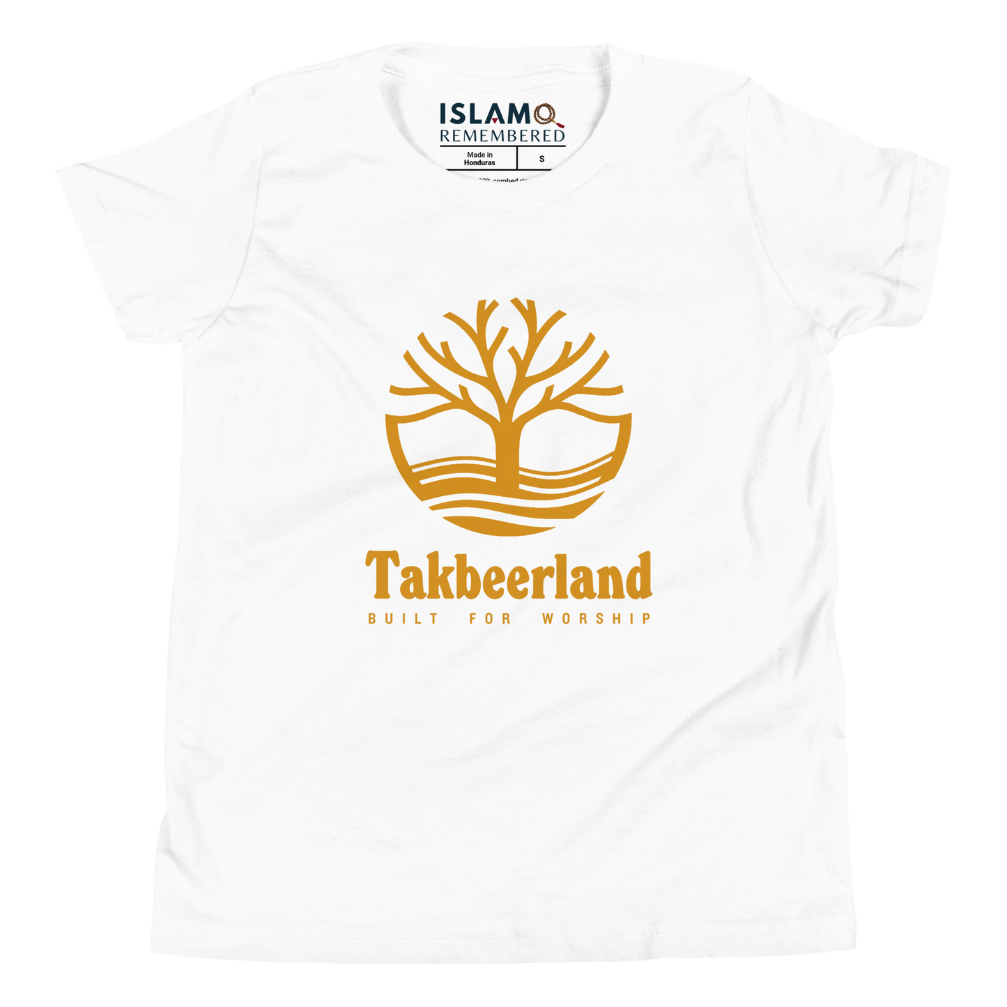 CHILDREN's T-Shirt - TAKBEERLAND FULL LOGO (Centered/Large) - Gold